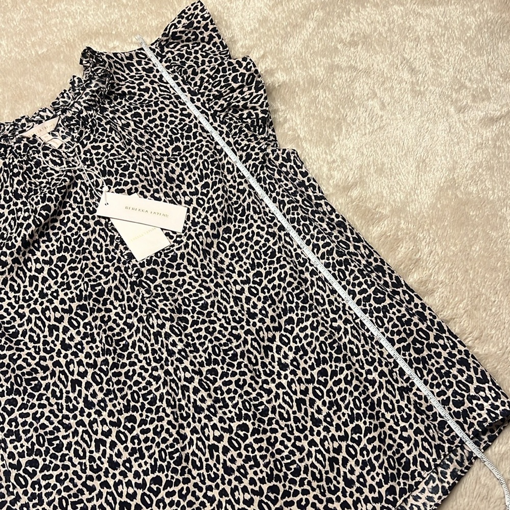 REBECCA TAYLOR Leopard Cap Sleeve Top - Picture 15 of 16